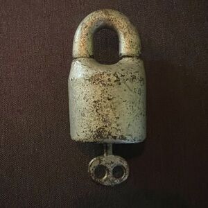 Vintage Scandinavian Cast Iron Round Padlock.